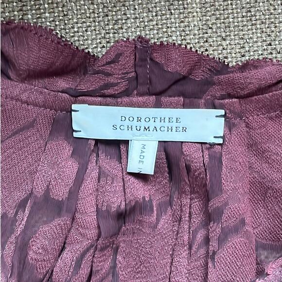 Dorothee Schumacher Burgundy Silk Lace Sheer Romance Tie Neck Blouse Top 4 $800 - Picture 5 of 16